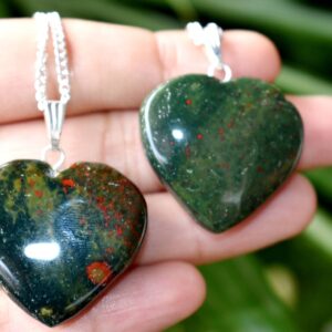 Natural Bloodstone Heart Pendant for girls, And Women