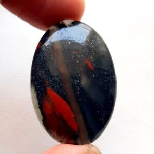Natural Bloodstone (Cabochon And Worry Stone) Oval Shape Decorative Showpiece
