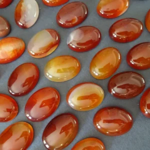 Natural Carnelian (Cabochon And Worry Stone) Oval Shape Decorative Showpiece