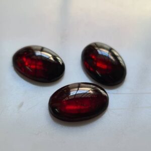 Natural Red Garnet (Cabochon And Worry Stone) Oval Shape Decorative Showpiece