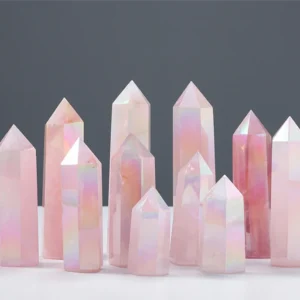 Natural Rose Quartz Crystal Healing Wand with Healing and Calming Effects – Energy Generator Point
