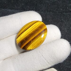 Natural Tiger Smooth (Cabochon  And Worry Stone) Oval Shape Decorative Showpiece