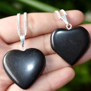 Natural Black Tourmaline Heart Pendant For Girls, Women And Men