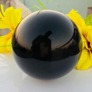 Natural Black Tourmaline Sphere For Showpiece