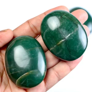 Natural Green Jade Palm Stone  Soap For Yoga Meditation, Oval Pocket Stone, Vastu