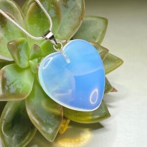 Natural Opalite Heart Pendant Necklace for Men and Women