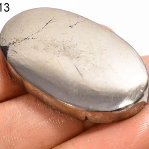 Natural Pyrite (Cabochon And Worry Stone) Oval Shape Decorative Showpiece
