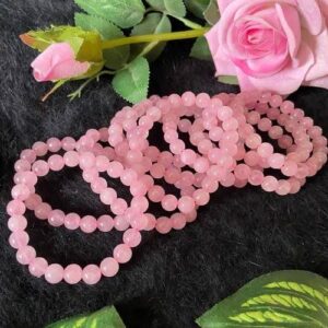 Crystal Natural  Rose Quartz Bracelet (4mm/6mm/8mm/10mm) for Girls,Women And men