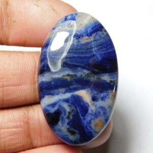 Natural Sodalite (Cabochon And Worry Stone) Oval Shape Decorative Showpiece